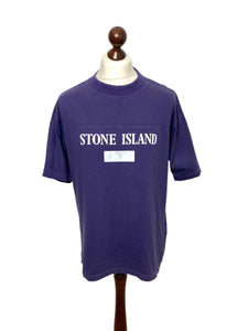 Stone Island Purple Reflective Tee with Ribbed Collar - Large