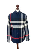 Burberry Navy Somerton Check Shirt - Small