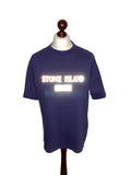 Stone Island Purple Reflective Tee with Ribbed Collar - Large