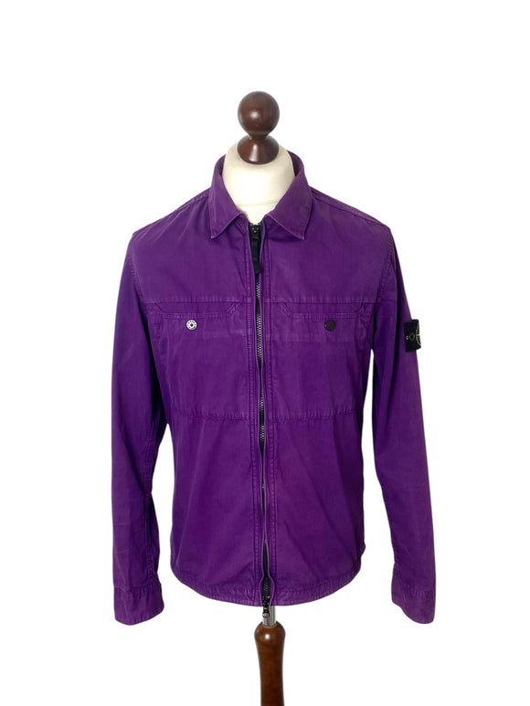 Stone Island Purple Garment Dyed Cotton Overshirt - Medium