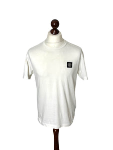 Stone Island White Logo Tee - Medium