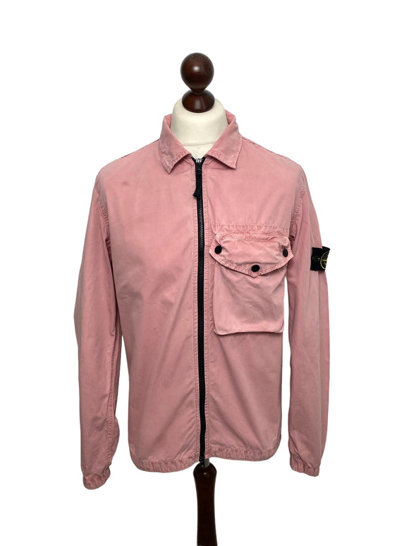 Stone Island Pink Zip Pocket Overshirt - Large